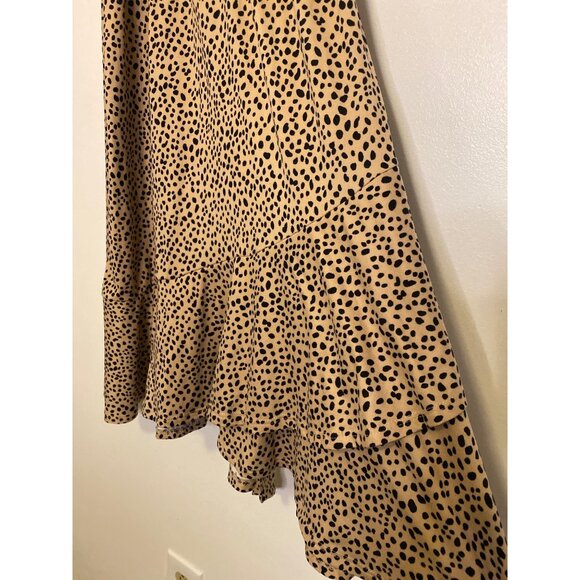 Leopard Print Flutter Sleeve Midi Dress With Tie Waist & Size S By REB. In J. - Picture 4 of 5